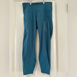 Rainier 7/8 Unbrushed Tights - teal - small petite